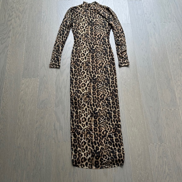 Ronny Kobo Collective Leopard Mesh Midi Dress Long Sleeve - Size XS - Picture 2 of 12